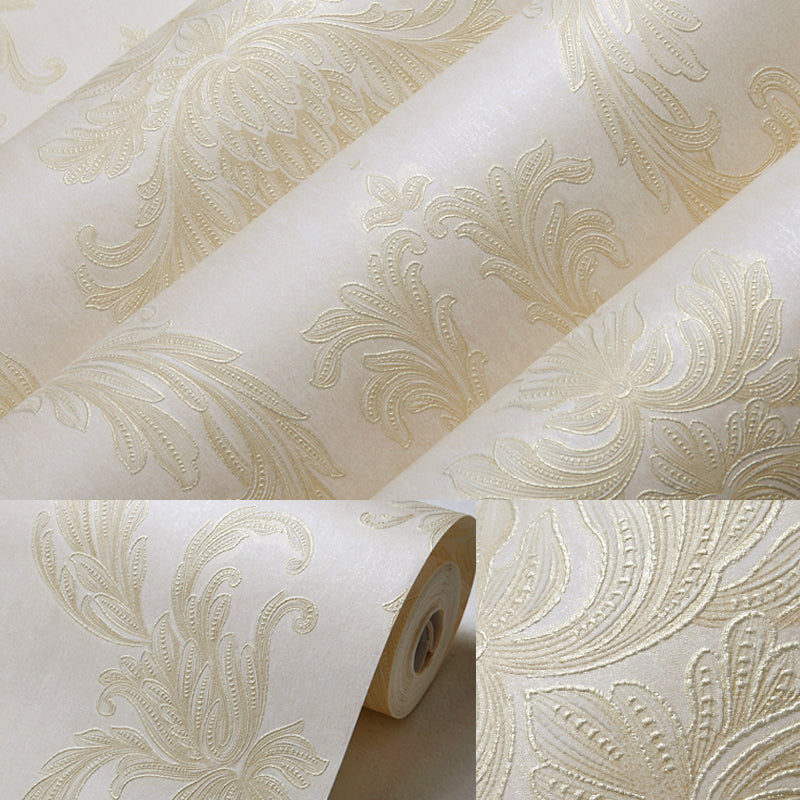 Light Color Damask Wallpaper Flower Pattern Rustic Waterproof Wall Covering for Home