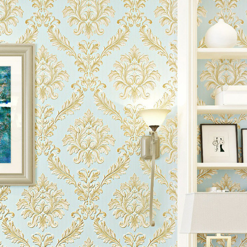 Retro Style Damask Wallpaper Embossed Washable Pastel Color Wall Art for Bedroom