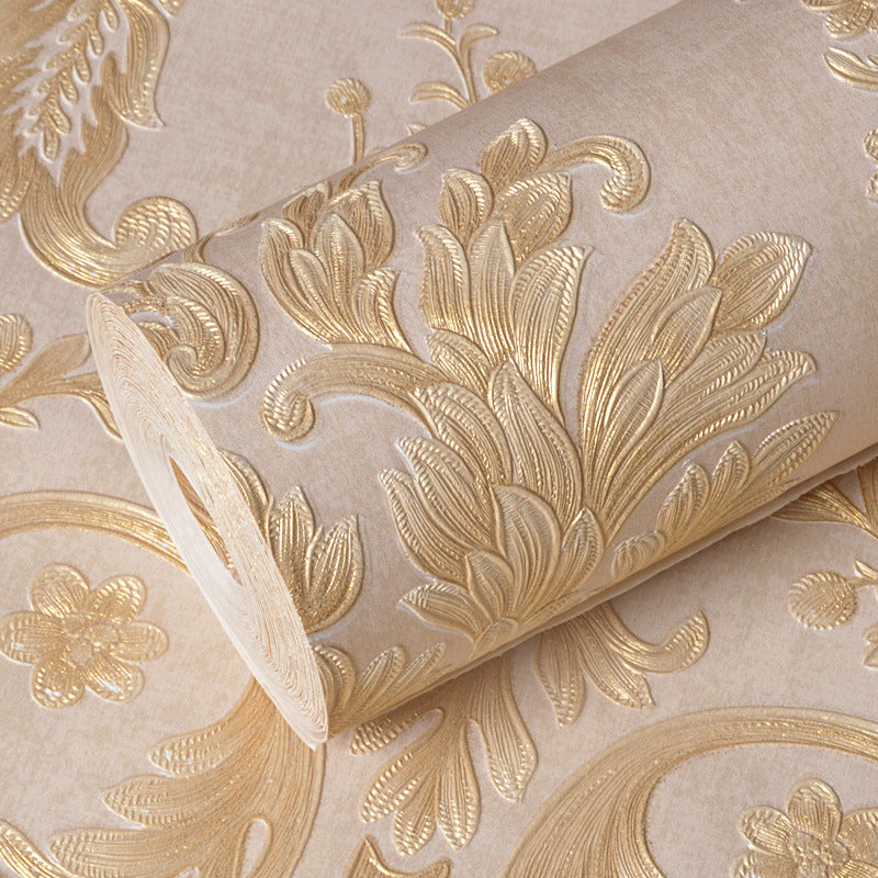 European Floral Wallpaper Roll for Living Room 54.2-sq ft Wall Covering in Soft Color