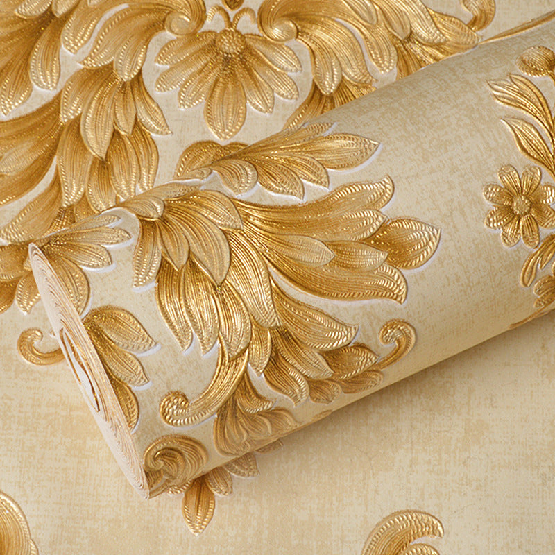 European Floral Wallpaper Roll for Living Room 54.2-sq ft Wall Covering in Soft Color