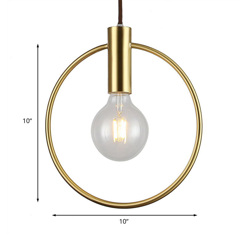 Luz de techo colgante circular vintage con bombilla abierta 1 lámpara colgante de metal ligero en oro para pasillo