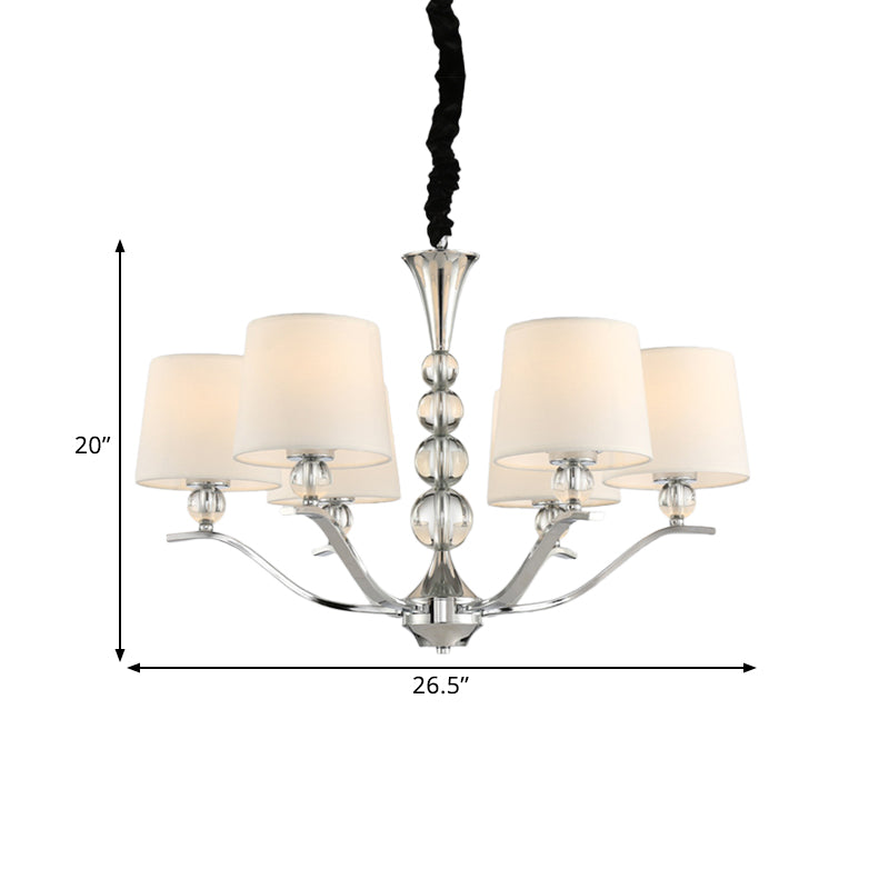 MODERNIST BARLEL Shade Chandelier Lightture 6/8 Lights Fabric Plafond Radial Plafond Lampe en blanc, 30,5 "/26,5" de large