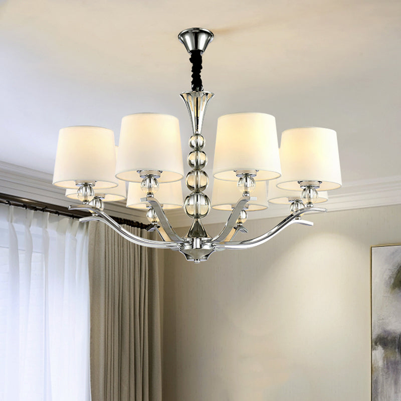 MODERNIST BARLEL Shade Chandelier Lightture 6/8 Lights Fabric Plafond Radial Plafond Lampe en blanc, 30,5 "/26,5" de large