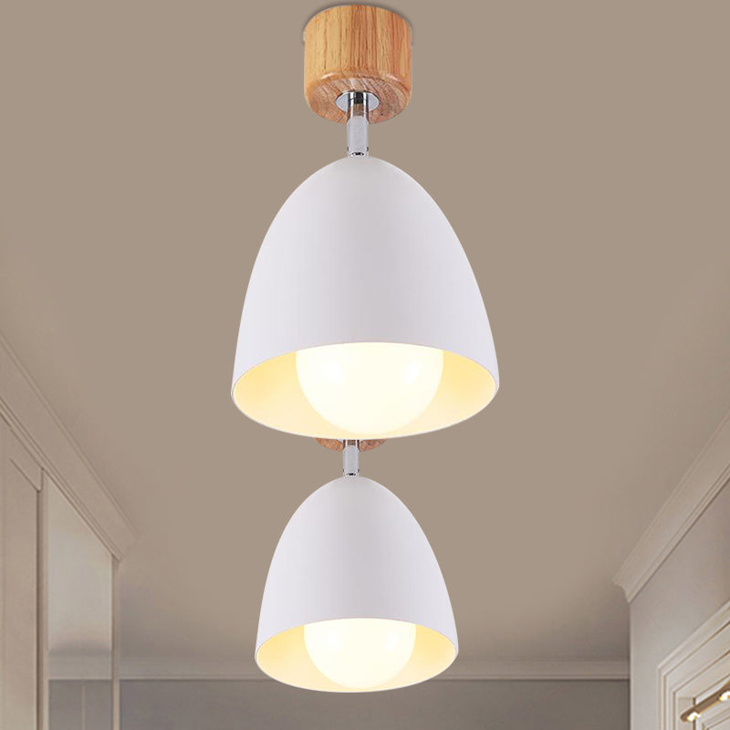 Nordic Style Dome Semi Flush Plafond Light 1 Light Metal Metal Rotatable Plafond Lampe en gris / blanc pour la chambre