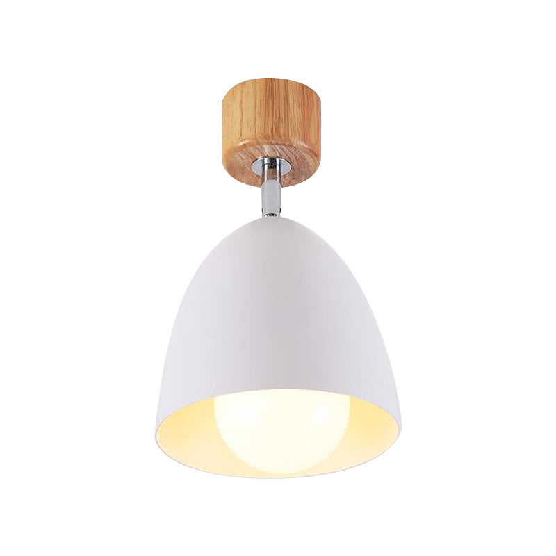 Nordic Style Dome Semi Flush Plafond Light 1 Light Metal Metal Rotatable Plafond Lampe en gris / blanc pour la chambre