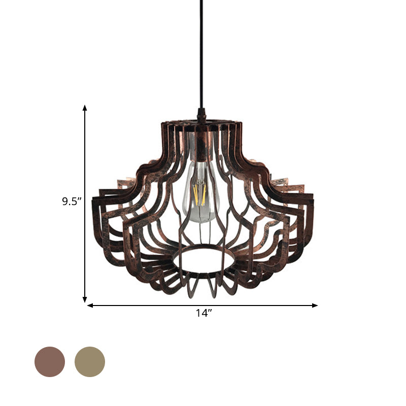 1 Light Geometric Suspension Light Adjustable Vintage Style Brass/Rust Iron Hanging Ceiling Light