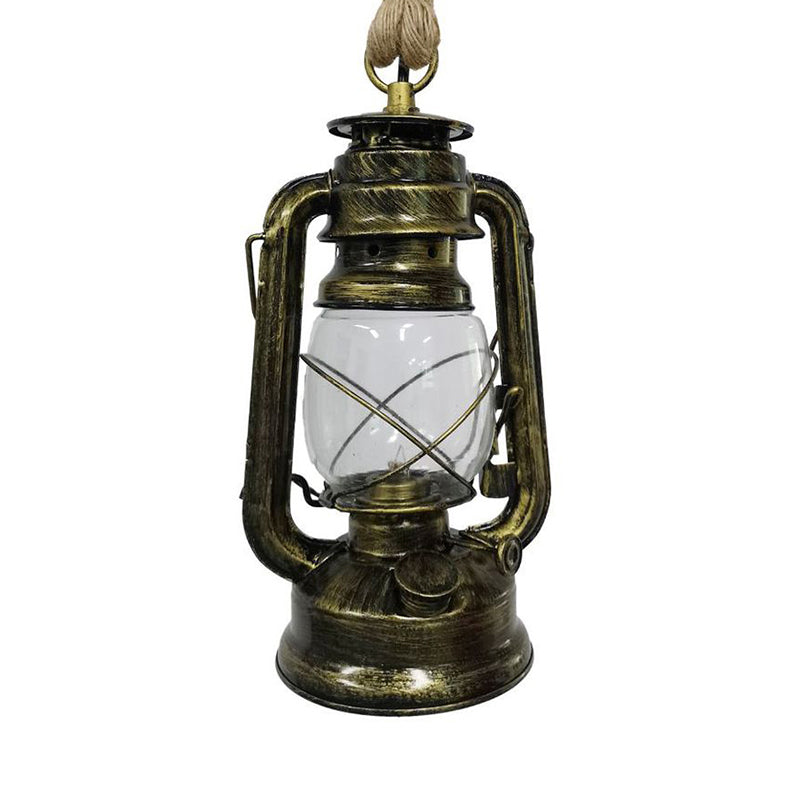 Black/Bronze/Antique Brass 1 Light Pendant Ceiling Light Industrial Clear Glass Kerosene Hanging Lamp for Coffee Shop