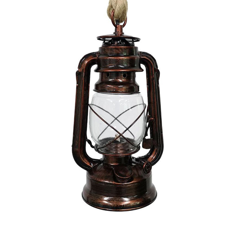 Black/Bronze/Antique Brass 1 Light Pendant Ceiling Light Industrial Clear Glass Kerosene Hanging Lamp for Coffee Shop