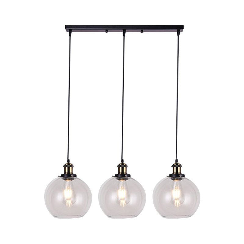 Globe Glass Glass Multi Light Pendant Industrial Industrial Light Living Room Hanging éclairage avec canopée linéaire