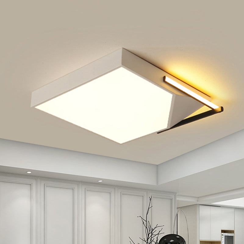 Plafoniera quadrata in stile semplice con montaggio ad incasso con paralume in acrilico Montaggio ad incasso a soffitto a LED bianco/nero per camera da letto in bianco caldo/caldo, larghezza 18"/21,5"