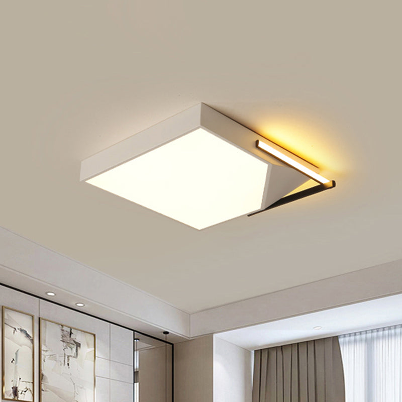 Plafoniera quadrata in stile semplice con montaggio ad incasso con paralume in acrilico Montaggio ad incasso a soffitto a LED bianco/nero per camera da letto in bianco caldo/caldo, larghezza 18"/21,5"