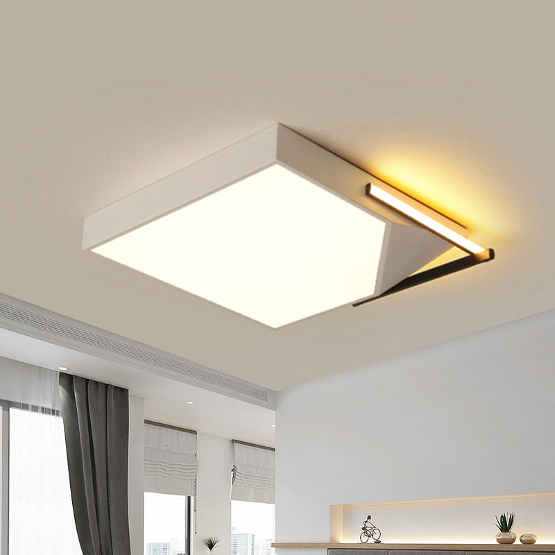 Eenvoudige stijl vierkante inbouwplafondlamp met acrylkap Zwart/wit LED-plafondinbouw voor slaapkamer in warm/wit, 18"/21,5" breed