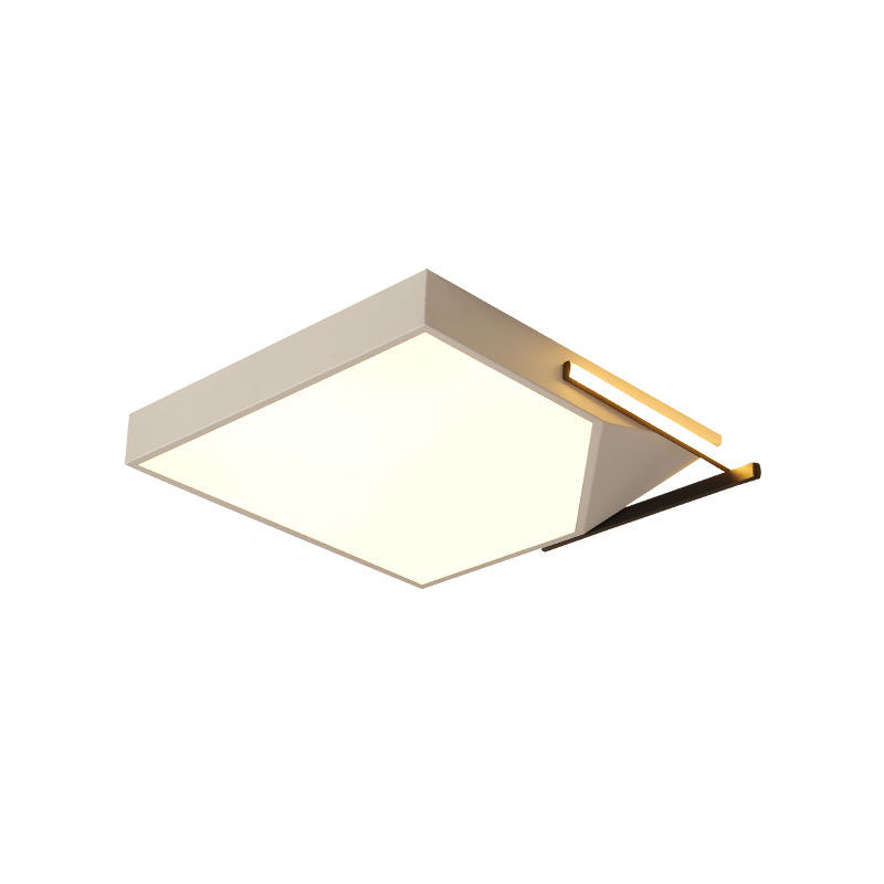 Eenvoudige stijl vierkante inbouwplafondlamp met acrylkap Zwart/wit LED-plafondinbouw voor slaapkamer in warm/wit, 18"/21,5" breed