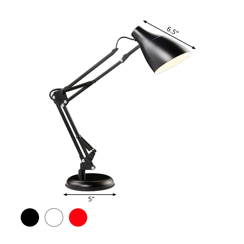 Lampe de bureau à tâches multi-arguments noir / blanc avec une nuance à cône de style moderne 1 éclairage de tâche métallique léger pour la salle d'étude