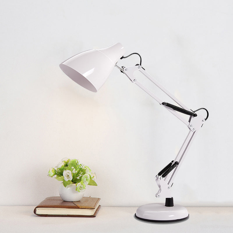 Black/White Multi-Joint Task Desk Lamp with Cone Shade Modern Style 1 Light Metallic Task Lighting for Study Room