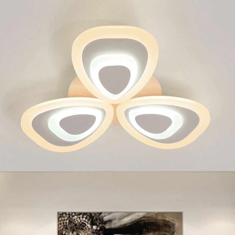 Peacock Tail Acrylic Ceiling Lighting Fixture Modern 3/5/9 Lights LED White Flush Mount Lamp in Warm/White/Natural Light