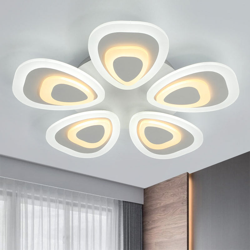 Peacock Tail Acrylic Ceiling Lighting Fixture Modern 3/5/9 Lights LED White Flush Mount Lamp in Warm/White/Natural Light