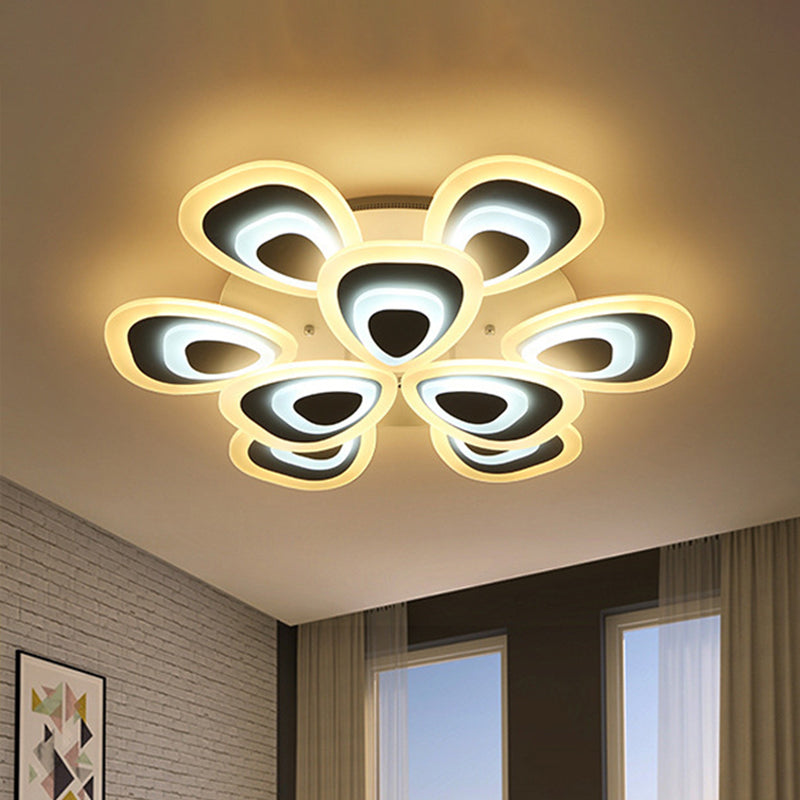 Peacock Tail Acrylic Ceiling Lighting Fixture Modern 3/5/9 Lights LED White Flush Mount Lamp in Warm/White/Natural Light