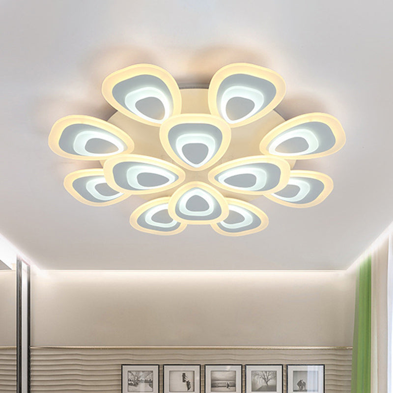 Peacock Tail Acrylic Ceiling Lighting Fixture Modern 3/5/9 Lights LED White Flush Mount Lamp in Warm/White/Natural Light