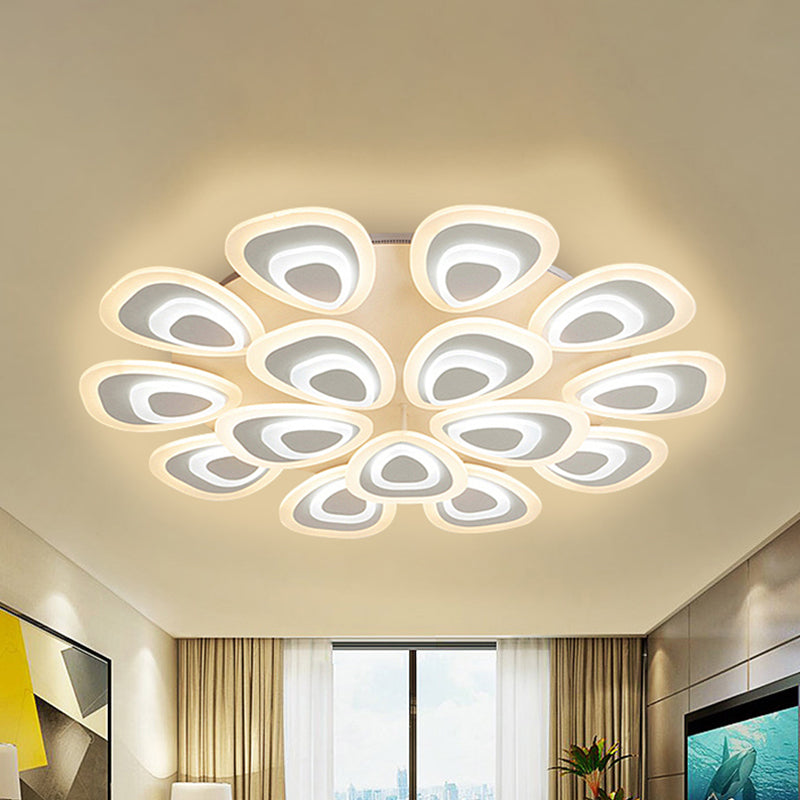 Peacock Tail Acrylic Ceiling Lighting Fixture Modern 3/5/9 Lights LED White Flush Mount Lamp in Warm/White/Natural Light