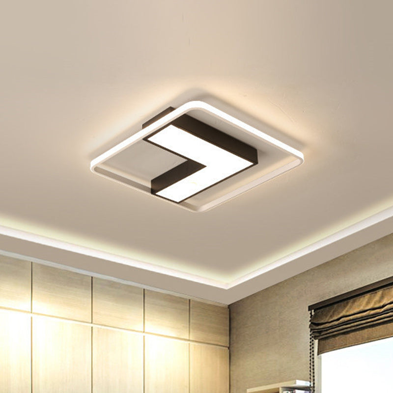 Lampada da soffitto a LED nera a forma di L, moderna illuminazione da incasso in metallo per sala studio in bianco caldo, 19"/24,5"/31,5" W