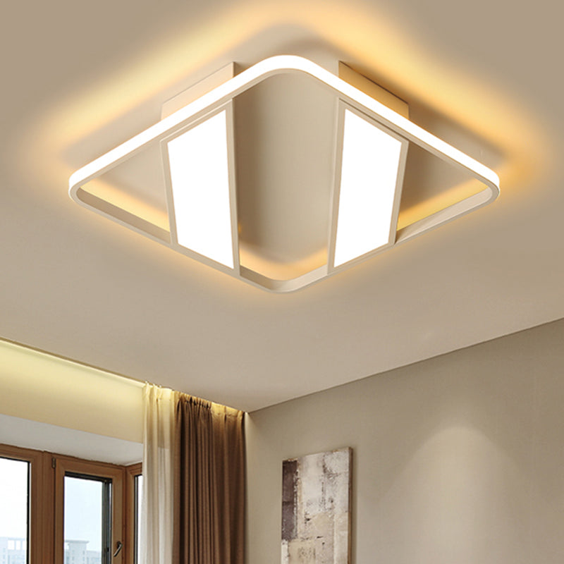 Symmetrisch trapeziumvormig schaduwinbouwarmatuur modern metaal geïntegreerd LED zwart/wit plafondinbouwmontage voor slaapkamer in warm/wit