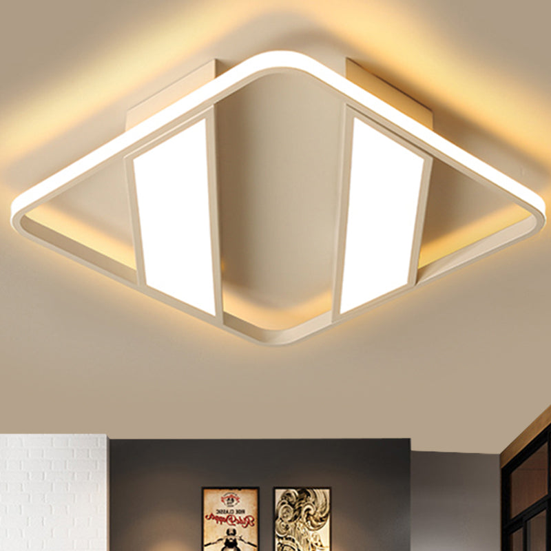 Symmetrical Trapezoid Shade Flush Light Fixture Modern Metal Integrated LED Black/White Ceiling Flush Mount for Bedroom in Warm/White