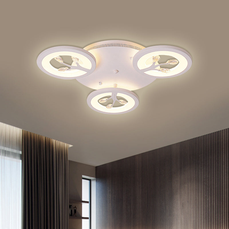 Luce del soffitto a sfioramento dell'albero acrilico LED moderno LED 3/6/9 luci di illuminazione a soffitto con accenti di cristallo in luce calda/bianca/naturale