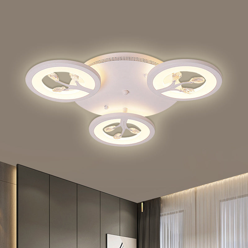 Luce del soffitto a sfioramento dell'albero acrilico LED moderno LED 3/6/9 luci di illuminazione a soffitto con accenti di cristallo in luce calda/bianca/naturale