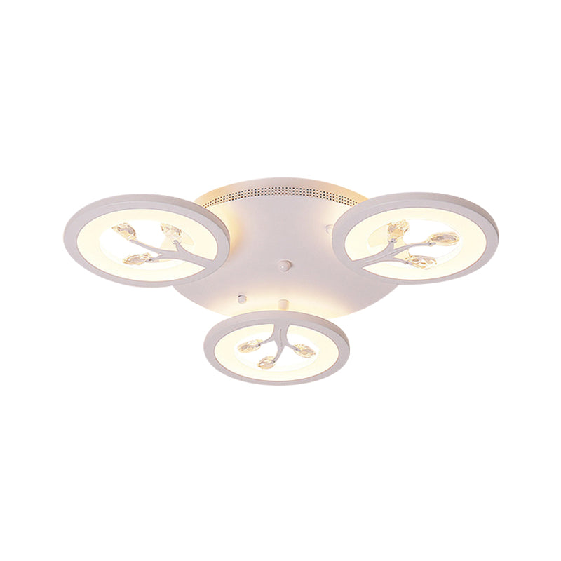 Luce del soffitto a sfioramento dell'albero acrilico LED moderno LED 3/6/9 luci di illuminazione a soffitto con accenti di cristallo in luce calda/bianca/naturale