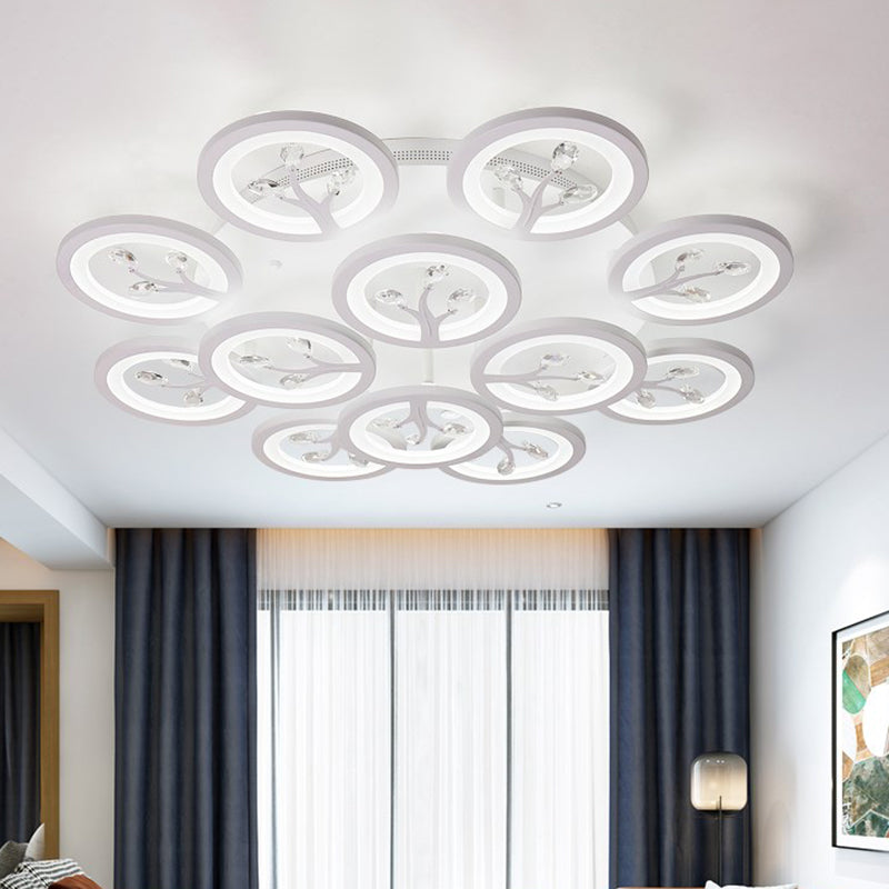 Luce del soffitto a sfioramento dell'albero acrilico LED moderno LED 3/6/9 luci di illuminazione a soffitto con accenti di cristallo in luce calda/bianca/naturale