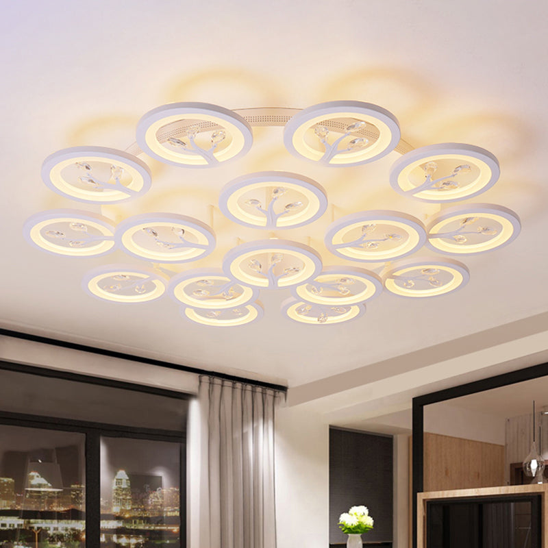 Luce del soffitto a sfioramento dell'albero acrilico LED moderno LED 3/6/9 luci di illuminazione a soffitto con accenti di cristallo in luce calda/bianca/naturale