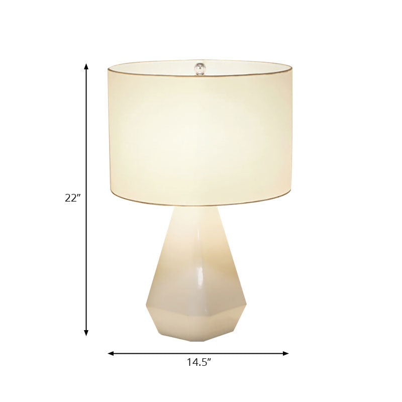 Drum Reading Book Light Modernism Fabric 1 Light Desk Light in White for Bedroom