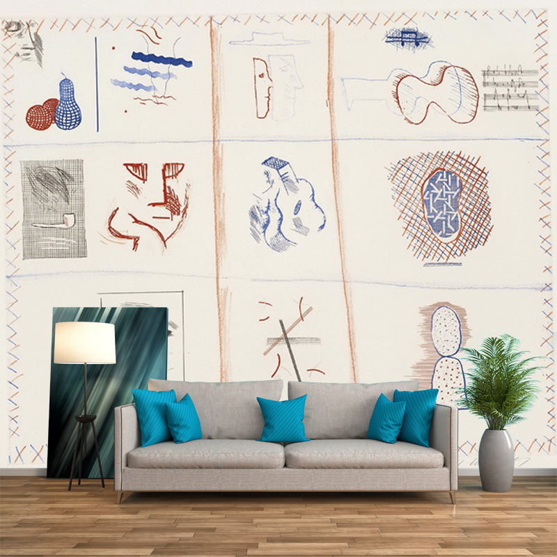 Custom Illustration Pop Art Murals with Franco-American Mail Painting in Red-Blue