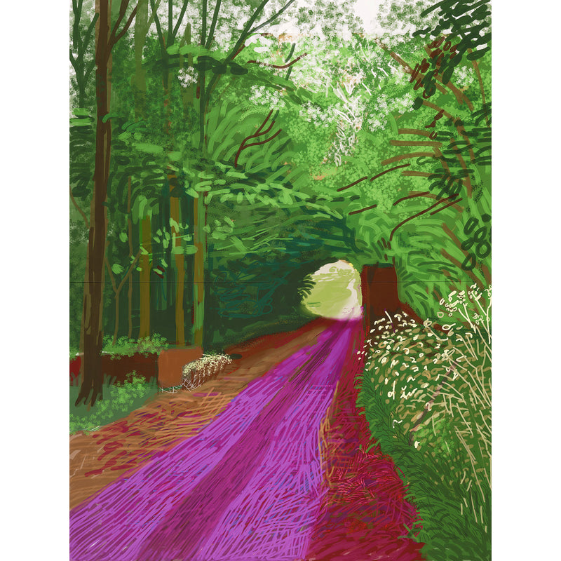 Pop Art Road Painting Mural Wallpaper Green-Purple Stain Resistant Wall Decor for Home