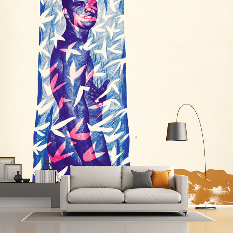 Custom Illustration Artistry Murals with Cleanliness is Next to Godliness Painting Painting, Blue-Purple-Yellow