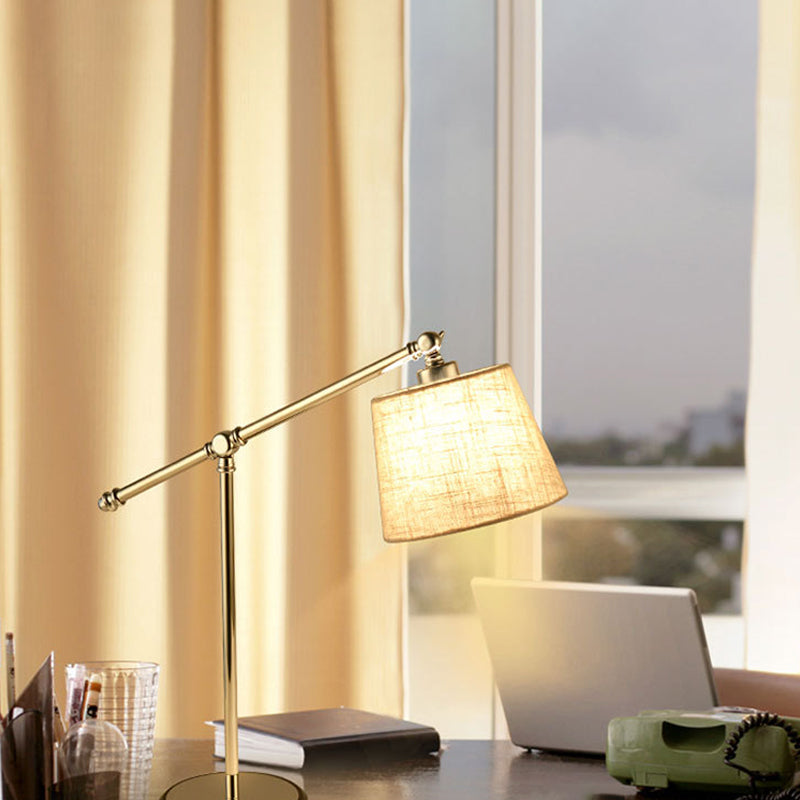 Contemporary Cone Task Lighting Fabric LED Reading Book Light in White for Bedroom