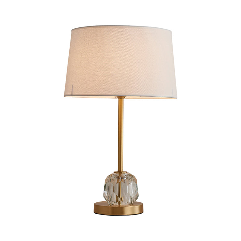 1 Head Table Lamp with Barrel Shade Crystal Ball Modern Sleeping Room Nightstand Light in Beige