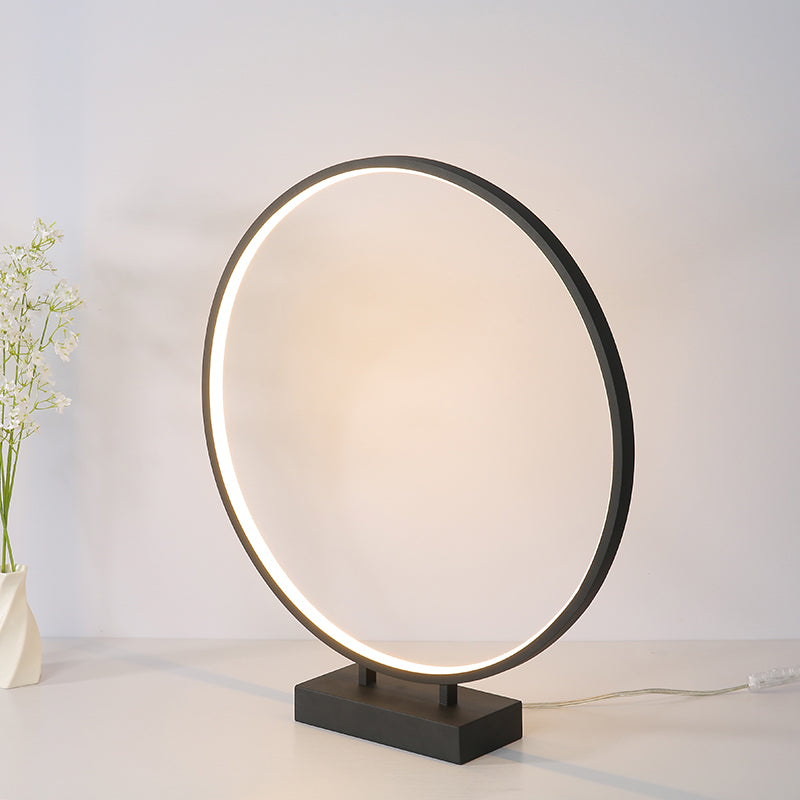 10"/12"/16" Dia Ring Desk Lamp Simplicity Acrylic LED Single Light Black/White Table Light in Warm/White Light