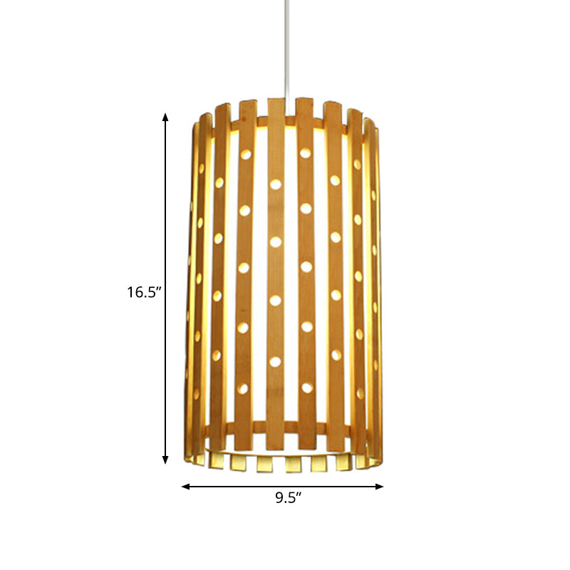 Cylinder Light Light moderne MODERN BAMBOO Single Bulbe Pagnière de suspension en beige pour le salon