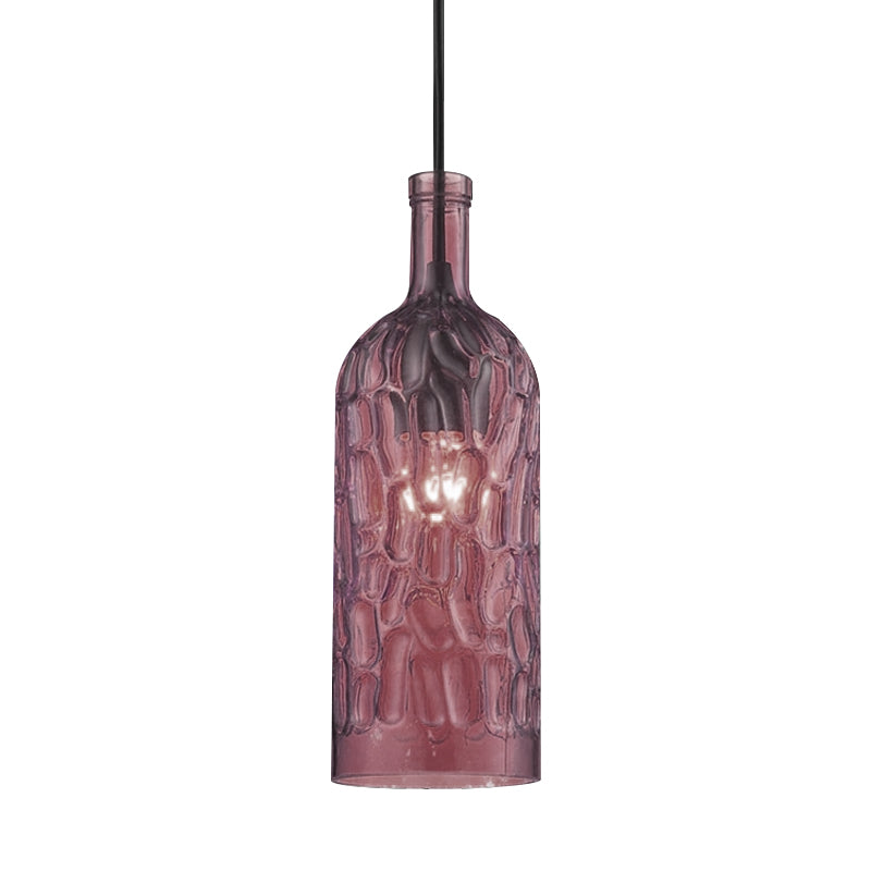 Kuiltjes glazen fles tint hangende armatuur vintage stijl 1 lichte woonkamer hanglamp in geel/bruin