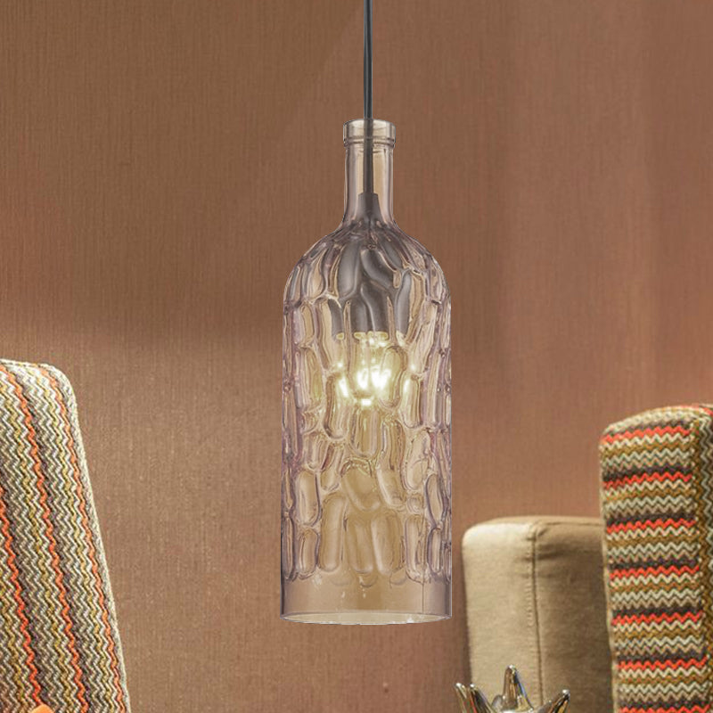 Bouteille en verre alpled Shade Alimeure de style vintage 1 Light Living Room Pendant Light in Yellow / Brown