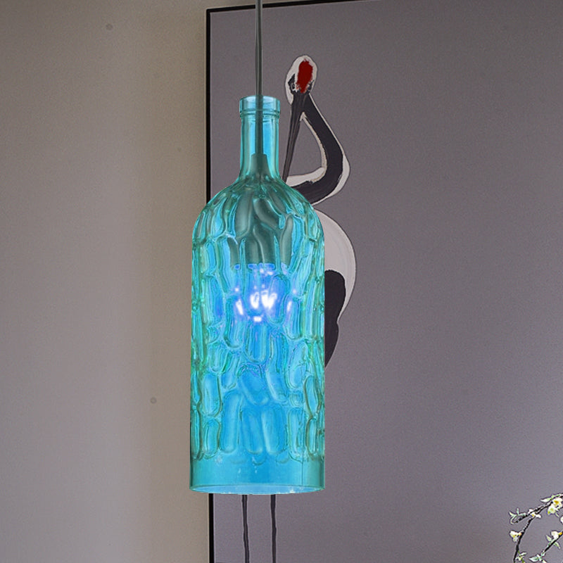 Kuiltjes glazen fles tint hangende armatuur vintage stijl 1 lichte woonkamer hanglamp in geel/bruin