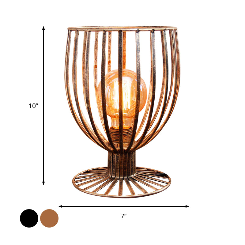 Bronze/Black 1 Light Table Lighting Farmhouse Stylish Wrought Iron Wine Glass Cage Shade Standing Table Lamp