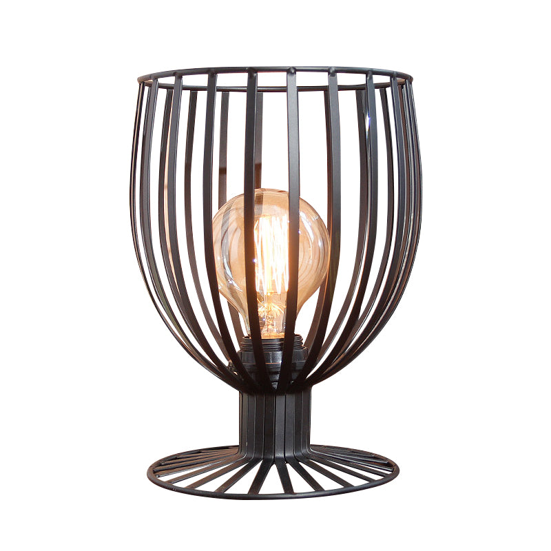 Bronze/Black 1 Light Table Lighting Farmhouse Stylish Wrought Iron Wine Glass Cage Shade Standing Table Lamp