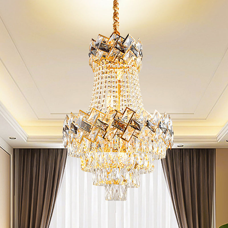 5/8 têtes Panier lustre Chandelier Contemporain Finishin Clear Cut Crystal Blocks Plafond Éclairage, 16 "/19,5" de large