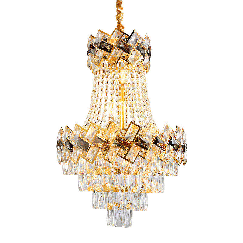 5/8 têtes Panier lustre Chandelier Contemporain Finishin Clear Cut Crystal Blocks Plafond Éclairage, 16 "/19,5" de large