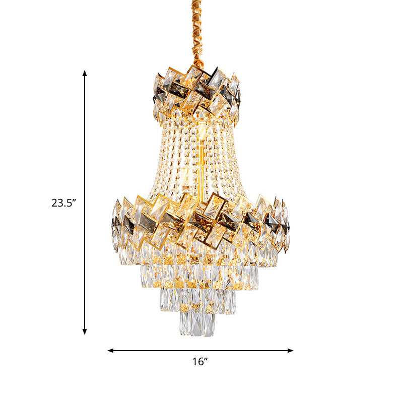 5/8 têtes Panier lustre Chandelier Contemporain Finishin Clear Cut Crystal Blocks Plafond Éclairage, 16 "/19,5" de large