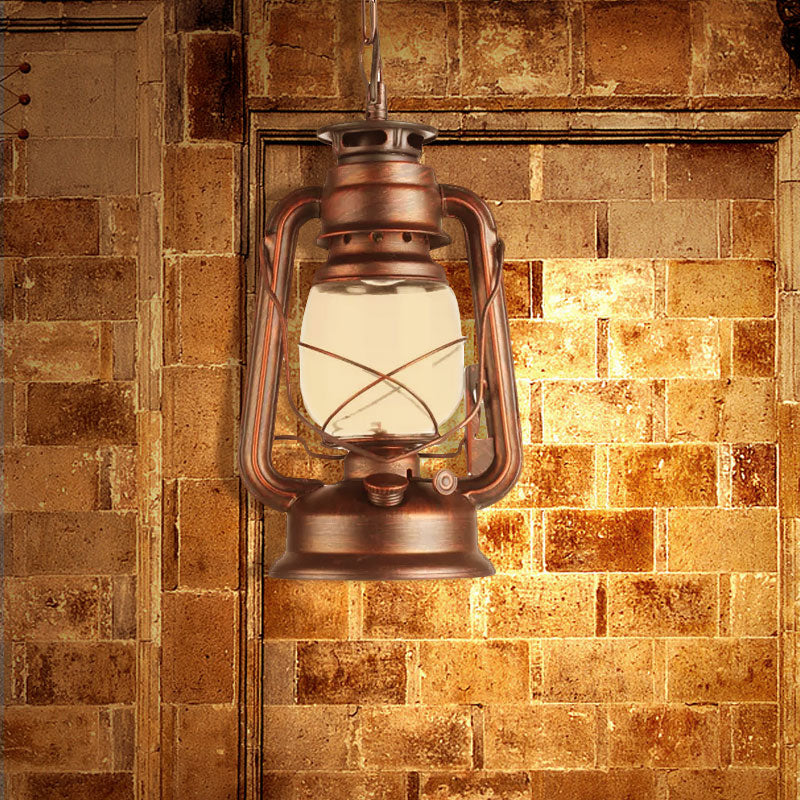 Black/Bronze/Antique Brass 1 Light Pendant Ceiling Light Industrial Clear Glass Kerosene Hanging Lamp for Coffee Shop