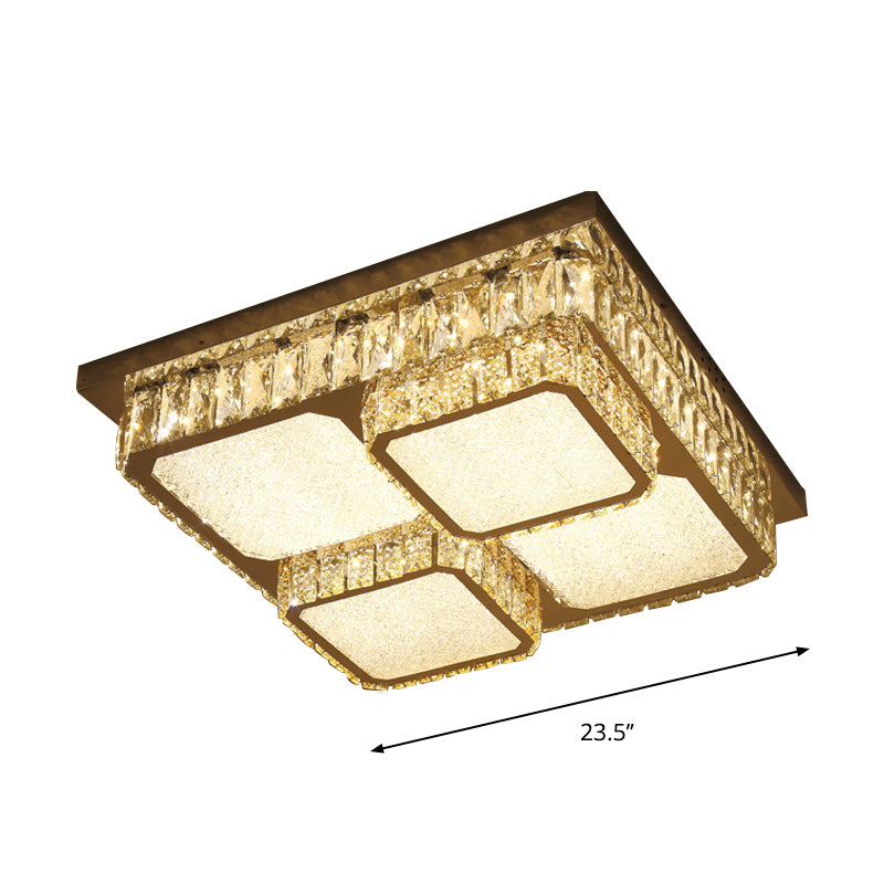 Lámpara de techo cuadrada de cristales bisros transparentes LED LED LIGHTING LEACHING de LED